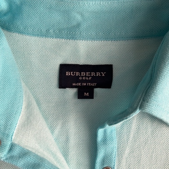 Burberry Y2K Light Blue Two Tone Golf Snap Button Short Sleeve Collared Shirt - Picture 6 of 8